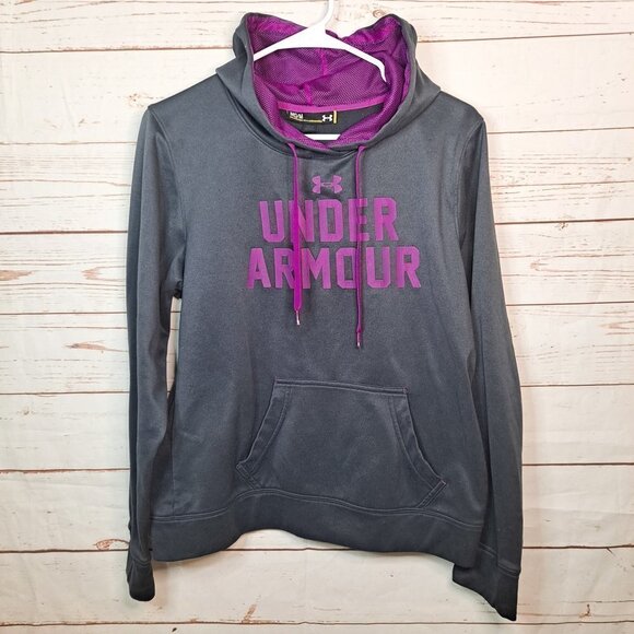 Women's Under Armour Gray Purple Hoodie Medium‎ - Picture 1 of 3